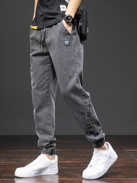 Spring Summer Black Blue Cargo Jeans Men Streetwear Denim Jogger Pants